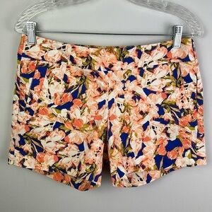 J.Crew Size 4 Cotton Stretch Chino Floral Printed Shorts Pockets Dress Shorts